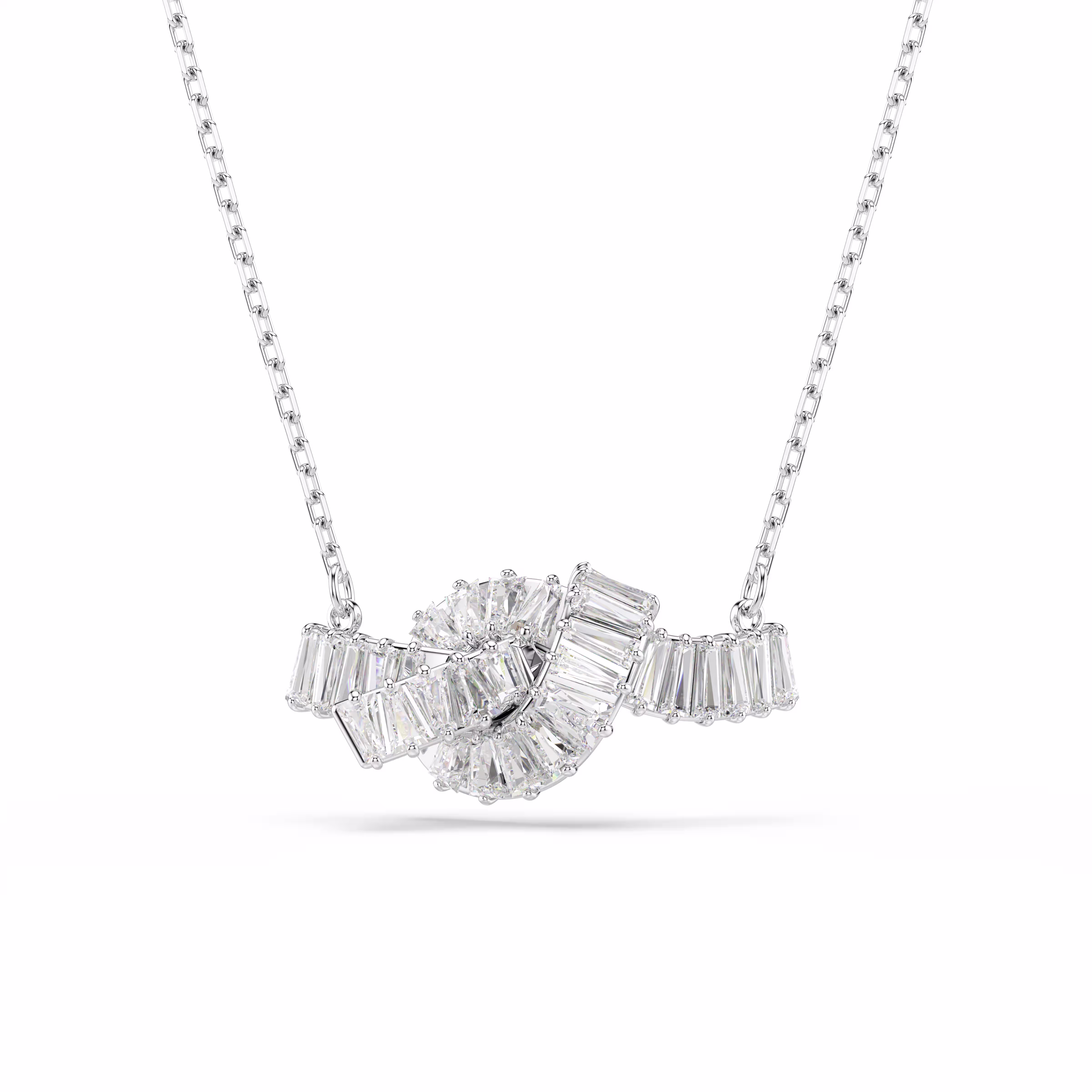 Matrix Kolye, Baget kesim, Düğüm, Beyaz, Rodyum kaplama