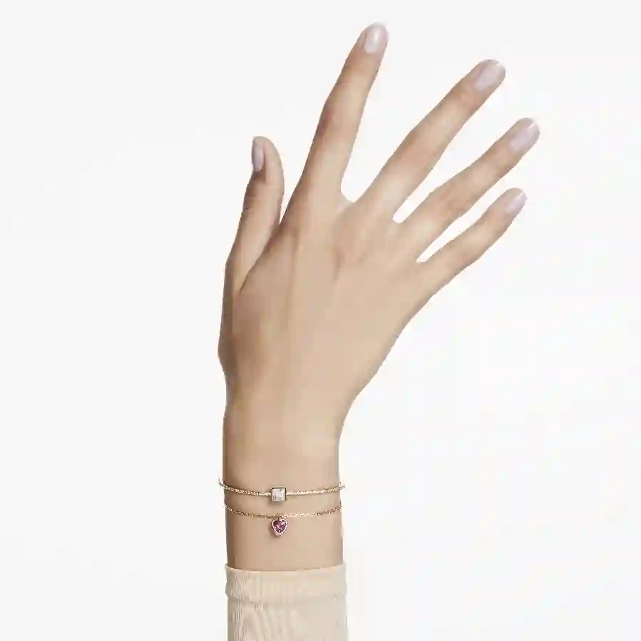 Resim Chroma Bileklik, Kalp, Kırmızı, Altın rengi kaplama