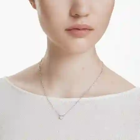 Resim Imber Kolye, Yuvarlak kesim, Beyaz, Rodyum kaplama