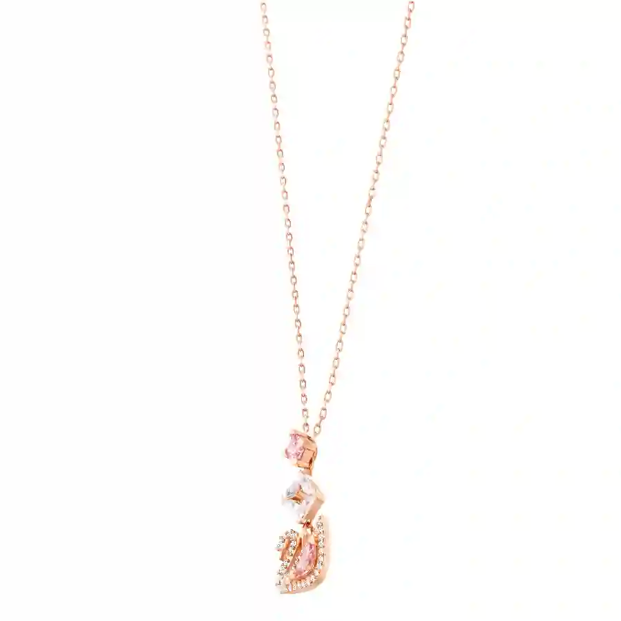 Resim Dazzling Swan Kolye, Kuğu, Pembe, Pembe altın rengi kaplama