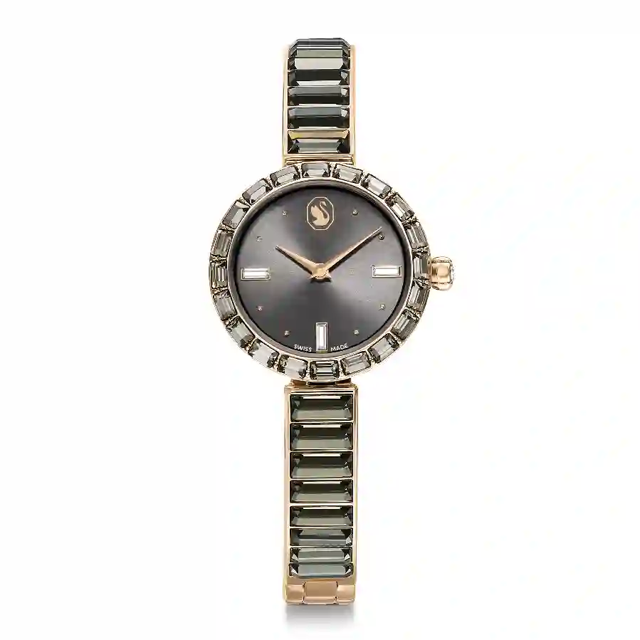 Resim Matrix Bangle Saat, İsviçre Üretimi, Kristal bileklik, Gri, Pembe altın rengi yüzey
