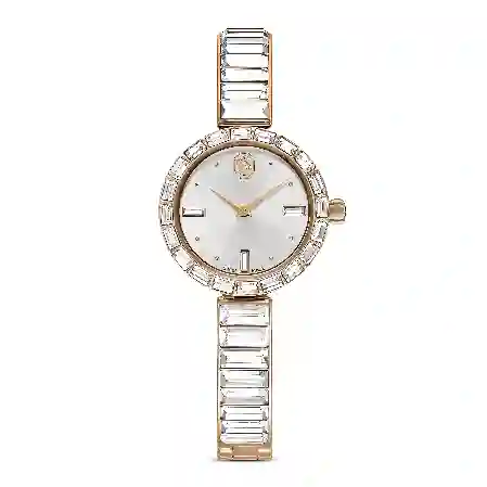 Resim Matrix Bangle Saat, İsviçre Üretimi, Kristal bileklik, Beyaz, Pembe altın rengi yüzey