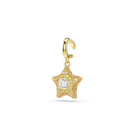 Resim Sublima Charm, Yuvarlak kesim, Yıldız, Sarı, 18k altın rengi yüzey