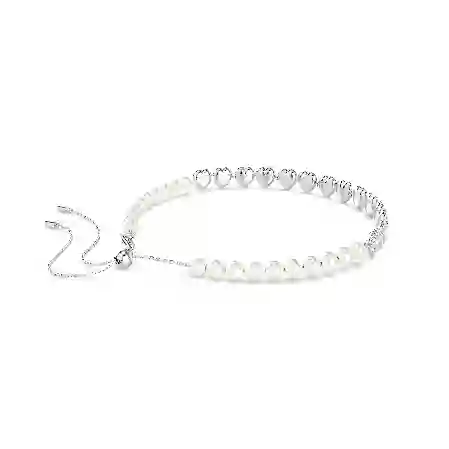 Resim Ariana Grande x Swarovski Tennis gerdanlık, Karışık kesimler, Kristal inci, Kalp, Beyaz, Rodyum kaplama