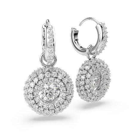 Resim Sublima drop earrings Round cut, White, Rhodium plated