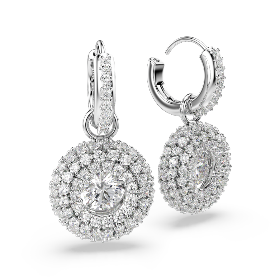 Resim Sublima drop earrings Round cut, White, Rhodium plated