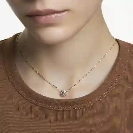 Resim Constella Kolye, Yuvarlak kesim, Beyaz, Altın rengi kaplama