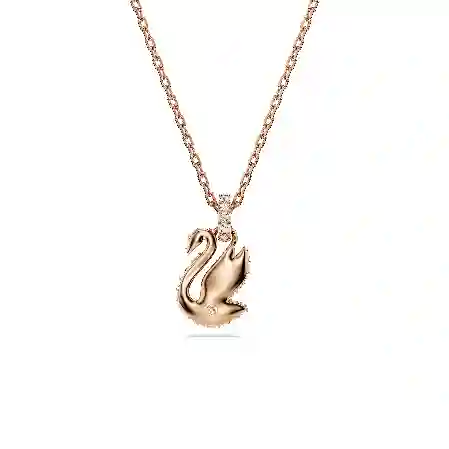 Resim Swan Kolye, Kuğu, Küçük, Siyah, Pembe altın rengi kaplama