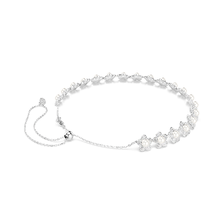 Resim Ariana Grande x Swarovski Gerdanlık, Kristal inci, Yuvarlak kesim, Beyaz, Rodyum kaplama