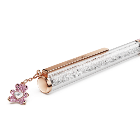 Resim Crystalline Tükenmez Kalem, Ayıcık, Pembe, Pembe lakeli, pembe altın rengi kaplama