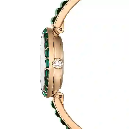 Resim Matrix Bangle Saat, İsviçre Üretimi, Kristal bileklik, Yeşil, Şampanya altın rengi yüzey