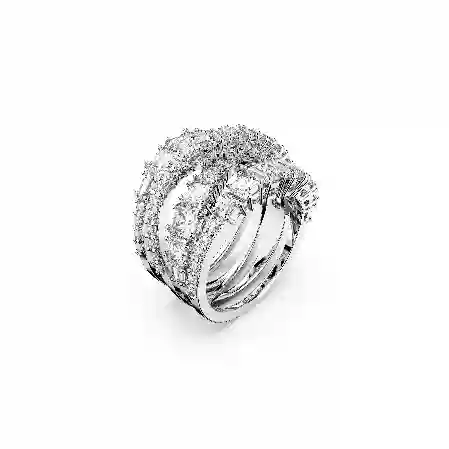Resim Twist Wrap Yüzük, Karışık kesimler, Beyaz, Rodyum kaplama