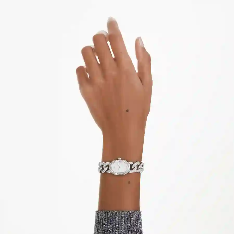 Resim Dextera Chain Saat, İsviçre Üretimi, Kristal bileklik, Gümüş Rengi, Paslanmaz çelik
