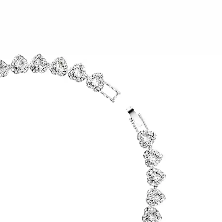 Resim Ariana Grande x Swarovski Tennis kolye, Karışık kesimler, Kalp, Beyaz, Rodyum kaplama