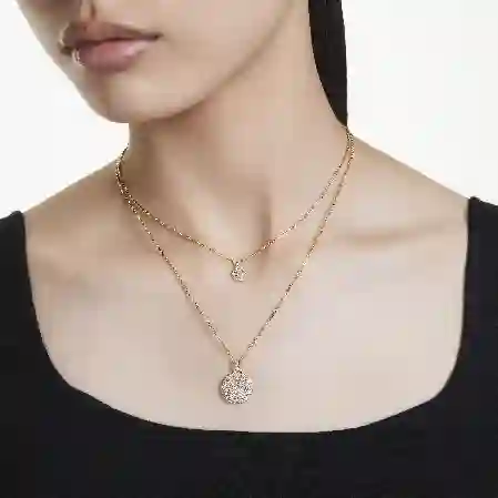 Resim Meteora Katlı Kolye, Beyaz, Altın rengi kaplama
