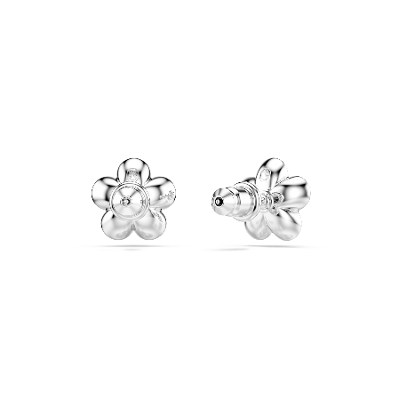 Resim Ariana Grande x Swarovski düğme Küpeler, Kristal inci, Yuvarlak kesim, Çiçek, Beyaz, Rodyum kaplama