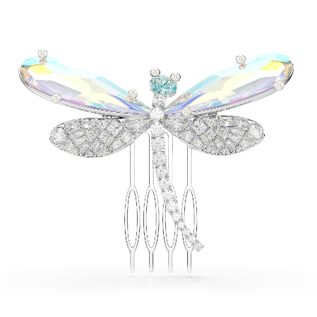 Resim Ariana Grande x Swarovski Broş ve saç aksesuarı, Karışık kesimler, Yusufçuk, Yeşil, Rodyum kaplama