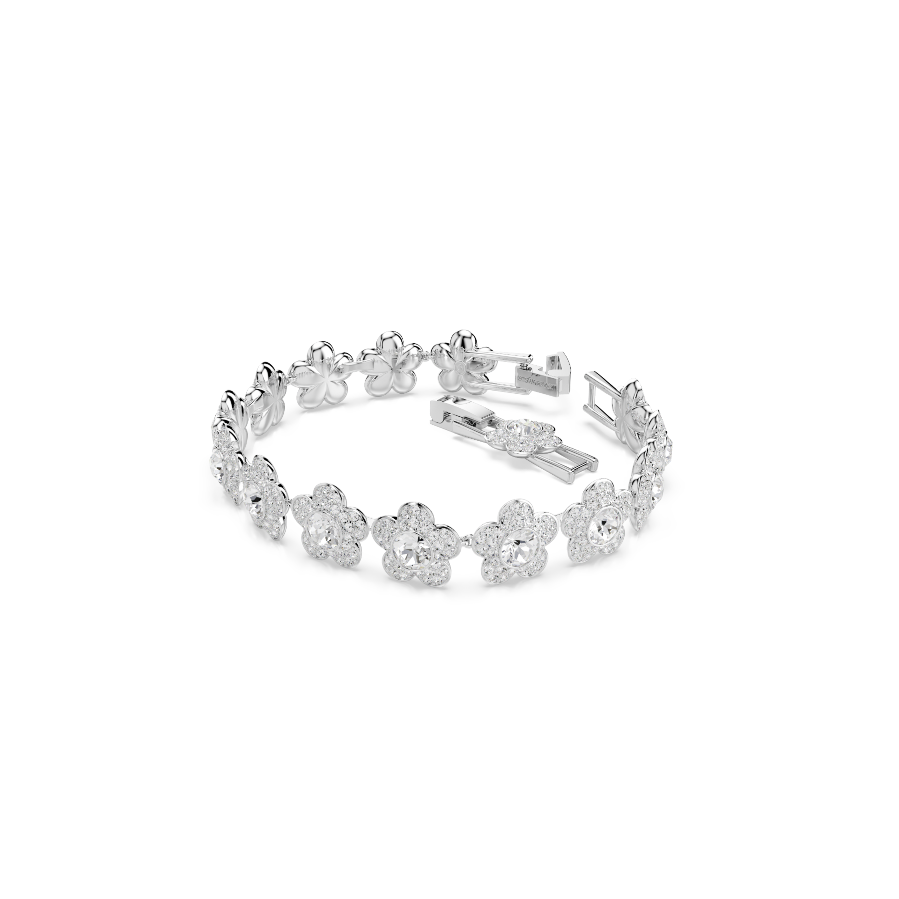 Resim Ariana Grande x Swarovski Bileklik, Yuvarlak kesim, Çiçek, Beyaz, Rodyum kaplama