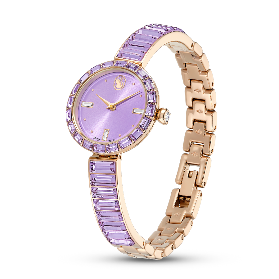Resim Matrix bangle Saat, İsviçre Üretimi, Kristal bileklik, Mor, Şampanya altın rengi yüzey