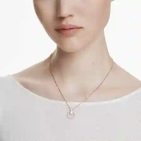 Resim Constella Kolye, Pavé, Yuvarlak kesim, Beyaz, Pembe altın rengi kaplama