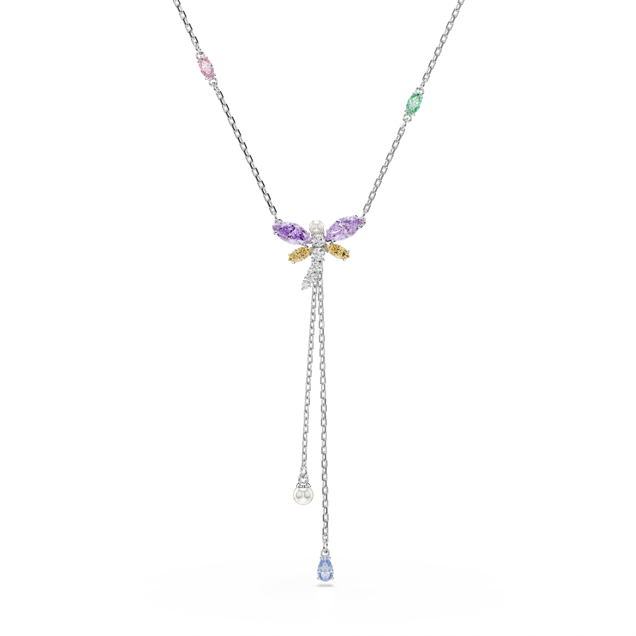 Resim Ariana Grande x Swarovski Y-Kolye, Karışık kesimler, Yusufçuk, Çok renkli, Rodyum kaplama