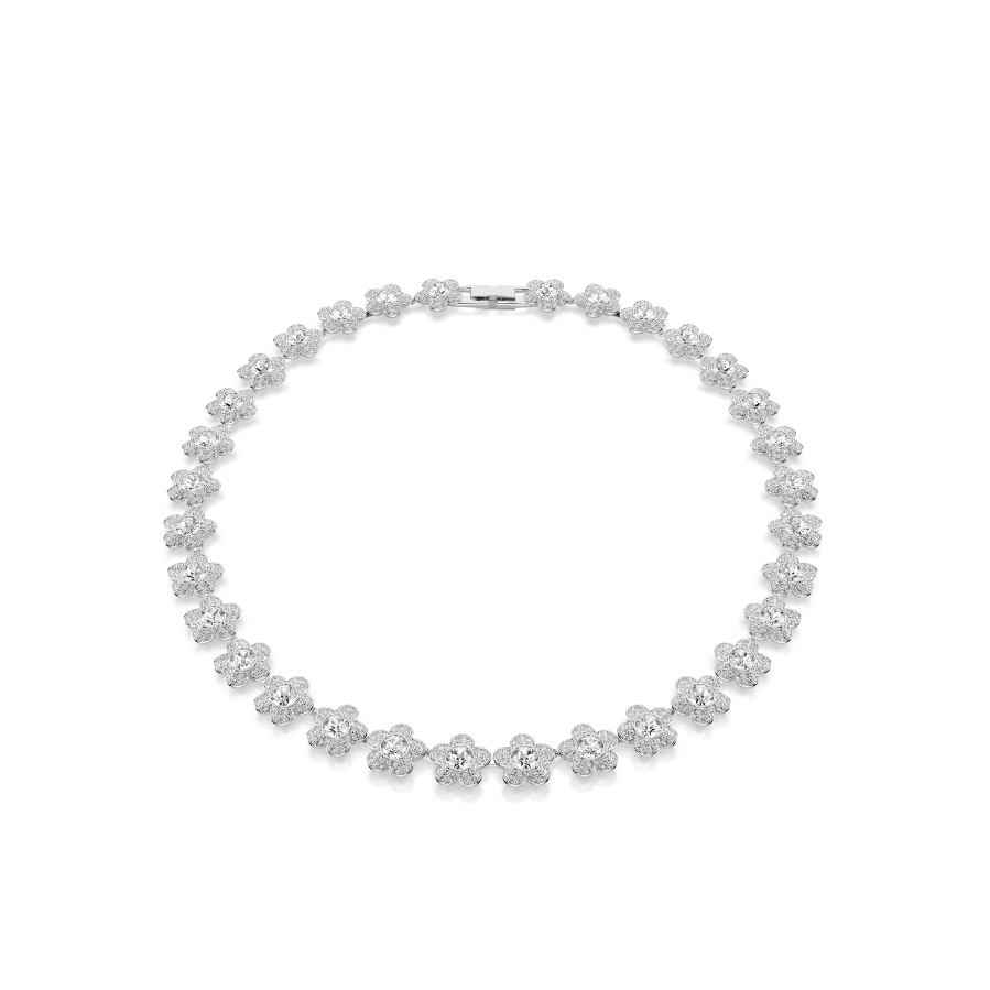 Resim Ariana Grande x Swarovski Kolye, Yuvarlak kesim, Çiçek, Beyaz, Rodyum kaplama