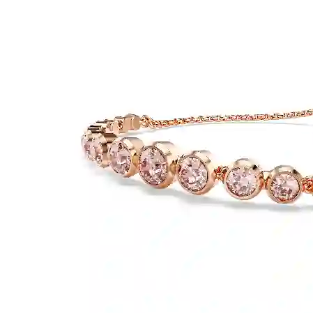Resim Imber Tennis bileklik, Karışık yuvarlak kesimler, Pembe, Pembe altın rengi kaplama