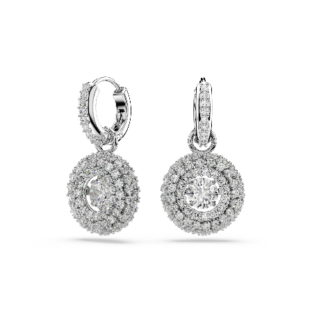 Resim Sublima drop earrings Round cut, White, Rhodium plated