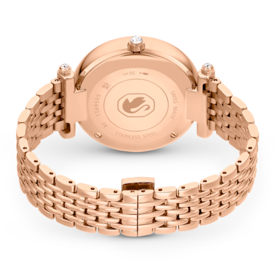 Resim Crystalline wonder Saat, İsviçre Üretimi, Metal bileklik, Rose Altın tonu, Pembe altın rengi yüzey