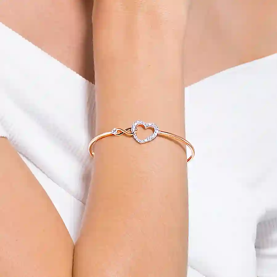 Resim Swarovski Infinity Bileklik, Sonsuzluk ve kalp, Beyaz, Karışık metal yüzey