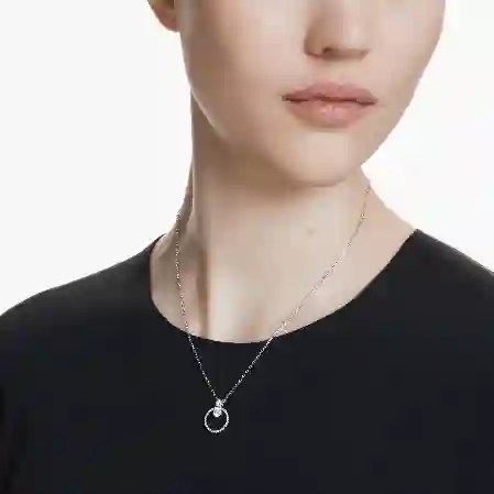 Resim Constella Kolye, Pavé, Yuvarlak kesim, Beyaz, Rodyum kaplama