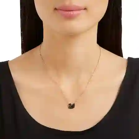 Resim Swan Kolye Ucu, Kuğu, Küçük, Siyah, Pembe altın rengi kaplama