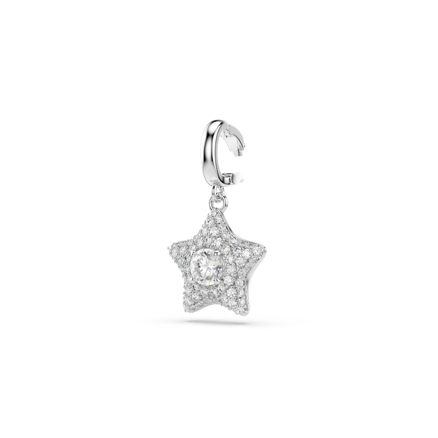 Resim Sublima Charm, Yuvarlak kesim, Yıldız, Beyaz, Rodyum kaplama