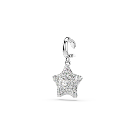 Resim Sublima Charm, Yuvarlak kesim, Yıldız, Beyaz, Rodyum kaplama