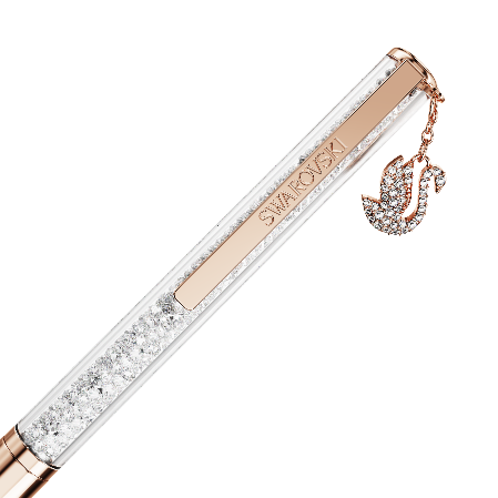 Resim Crystalline Tükenmez Kalem, Kuğu, Pembe altın rengi kaplama