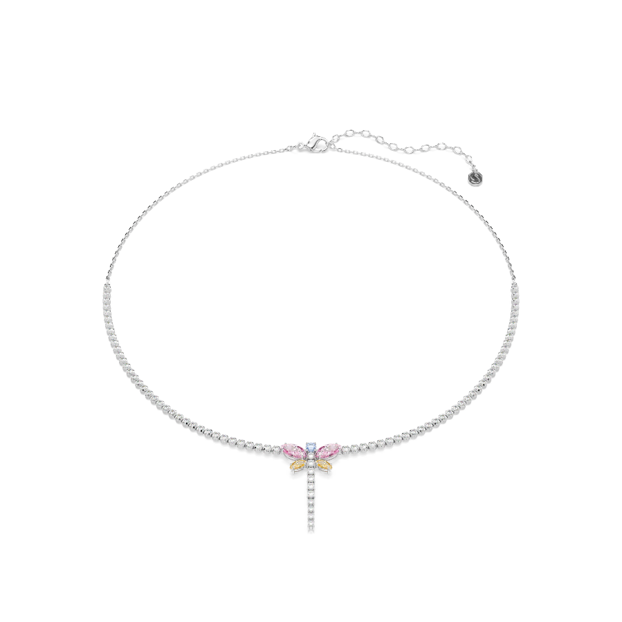 Resim Ariana Grande x Swarovski Tennis Y kolye, Karışık kesimler, Yusufçuk, Çok renkli, Rodyum kaplama