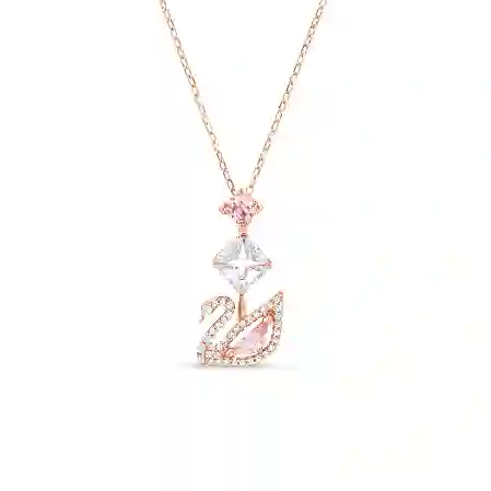 Resim Dazzling Swan Kolye, Kuğu, Pembe, Pembe altın rengi kaplama