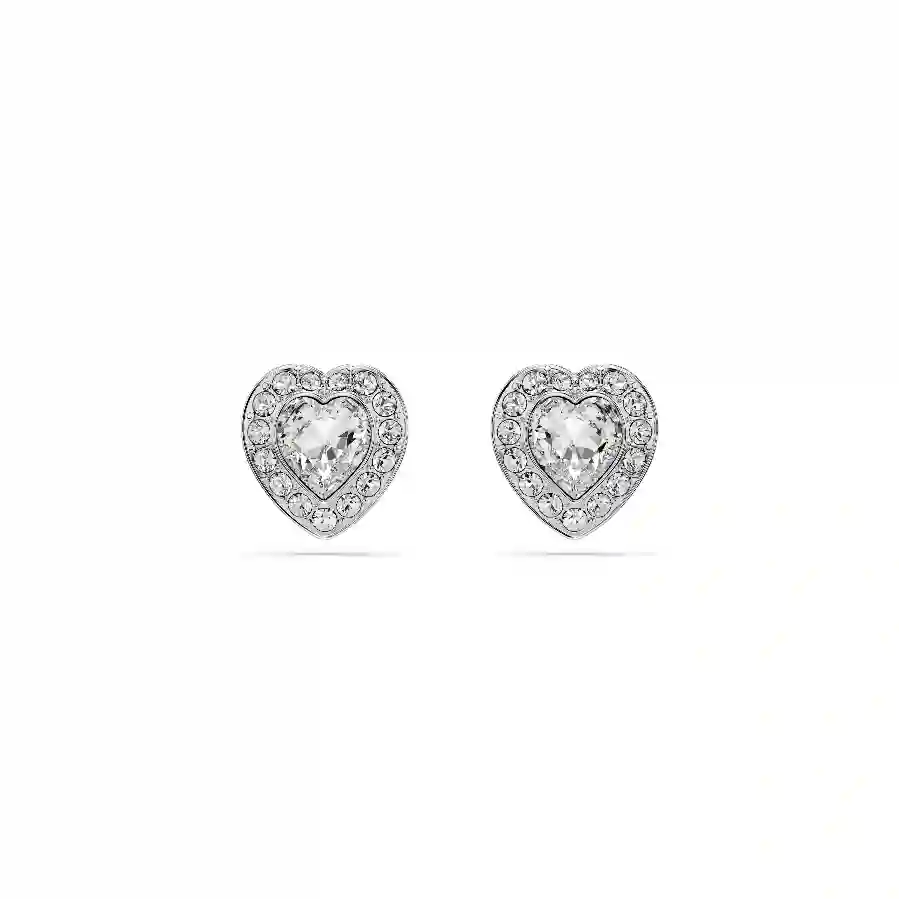 Resim Ariana Grande x Swarovski düğme Küpeler, Karışık kesimler, Kalp, Beyaz, Rodyum kaplama