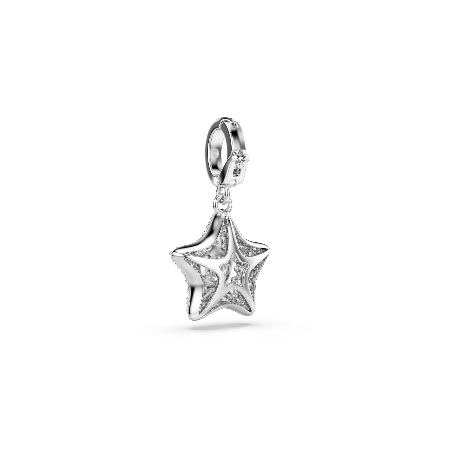 Resim Sublima Charm, Yuvarlak kesim, Yıldız, Beyaz, Rodyum kaplama