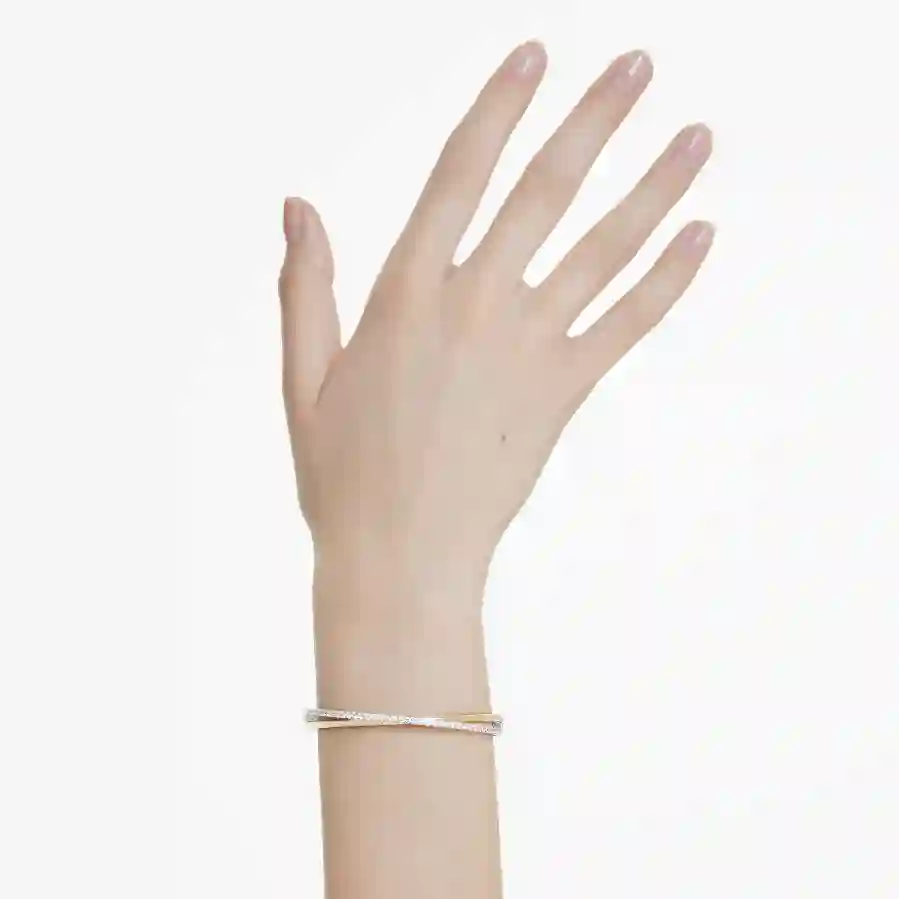 Resim Hyperbola Bileklik, Yuvarlak kesim, Beyaz, Karışık metal yüzey