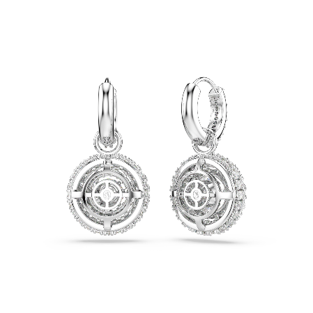 Resim Sublima drop earrings Round cut, White, Rhodium plated