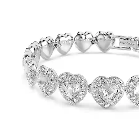 Resim Ariana Grande x Swarovski Tennis bileklik, Karışık kesimler, Kalp, Beyaz, Rodyum kaplama