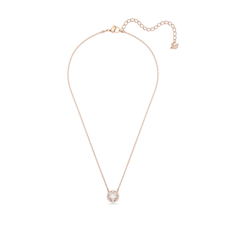 Resim Swarovski Sparkling Dance Kolye, Yuvarlak kesim, Beyaz, Pembe altın rengi kaplama