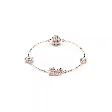 Resim Dazzling Swan Bileklik, Mıknatıslı kapama mekanizması, Kuğu, Pembe, Pembe altın rengi kaplama