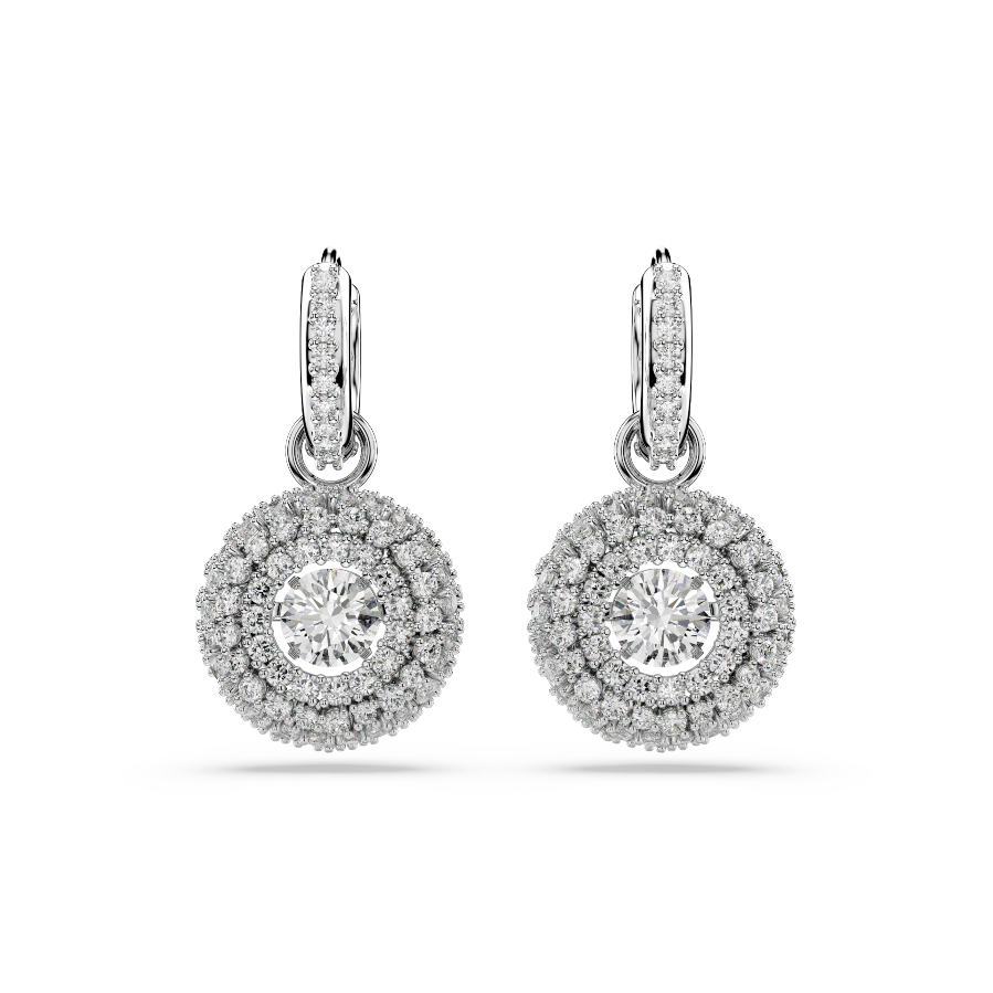 Resim Sublima drop earrings Round cut, White, Rhodium plated