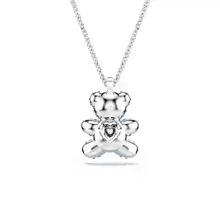 Resim Teddy Kolye, Ayıcık, Mavi, Rodyum kaplama