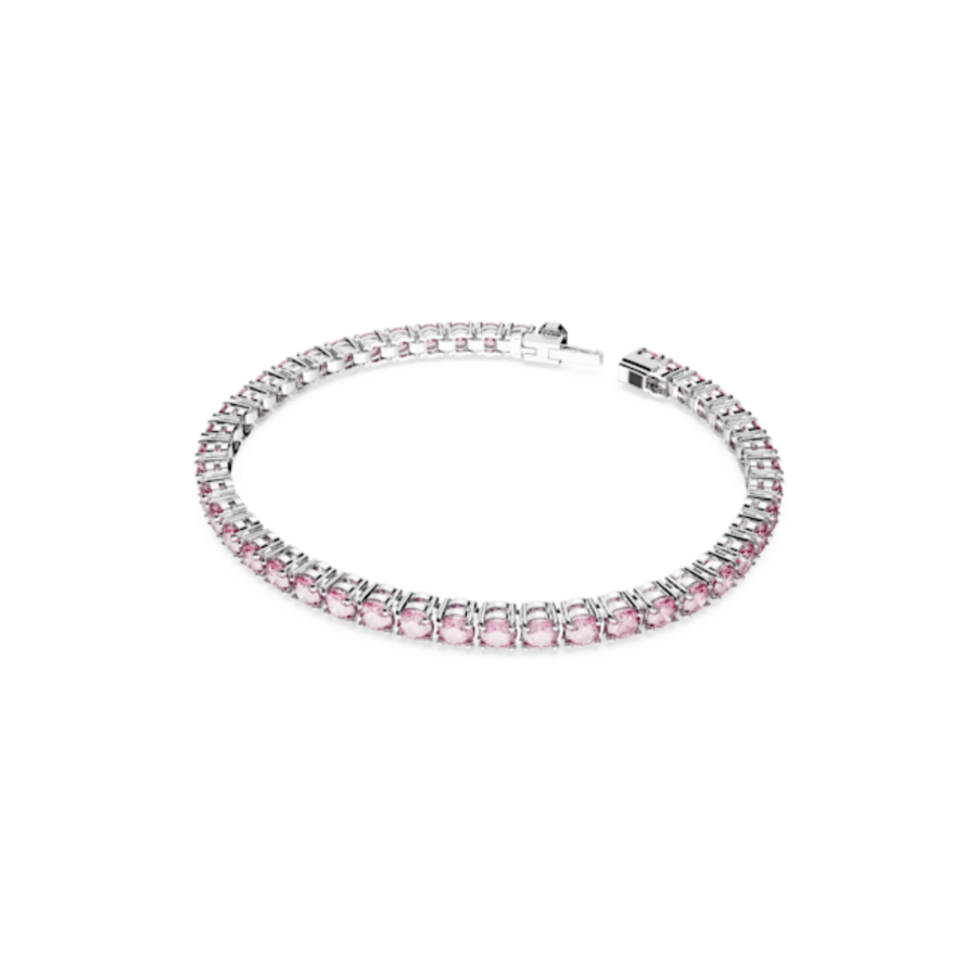 Resim Matrix Tennis Bileklik, Yuvarlak kesim, Pembe, Rodyum kaplama