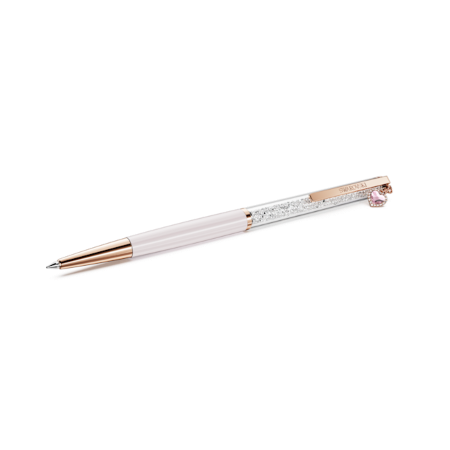 Resim Crystalline Tükenmez Kalem, Kalp, Pembe, Pembe lakeli, pembe altın rengi kaplama