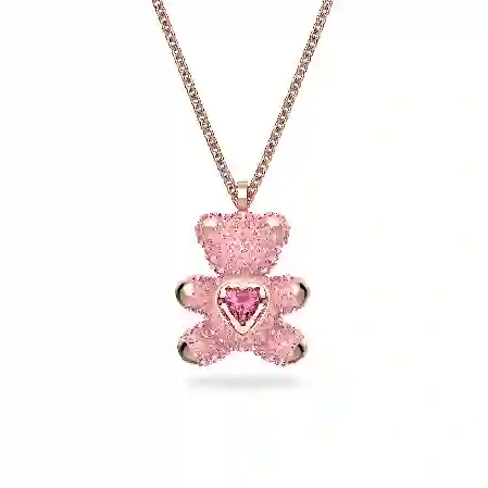 Resim Teddy Kolye, Ayıcık, Pembe, Pembe altın rengi kaplama