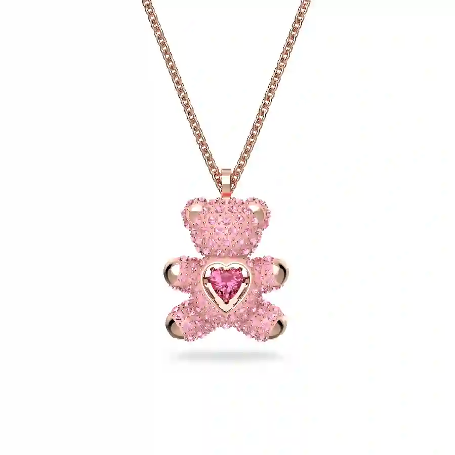 Resim Teddy Kolye, Ayıcık, Pembe, Pembe altın rengi kaplama